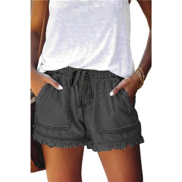 Womens Lightweight Shorts Casual A05-d Grey - Picture 1 of 4